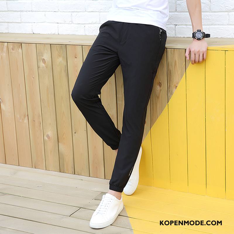 Broeken Heren Casual Broek Mannen Potlood Broek Slim Fit 2018 Rimpel Effen Kleur Zwart