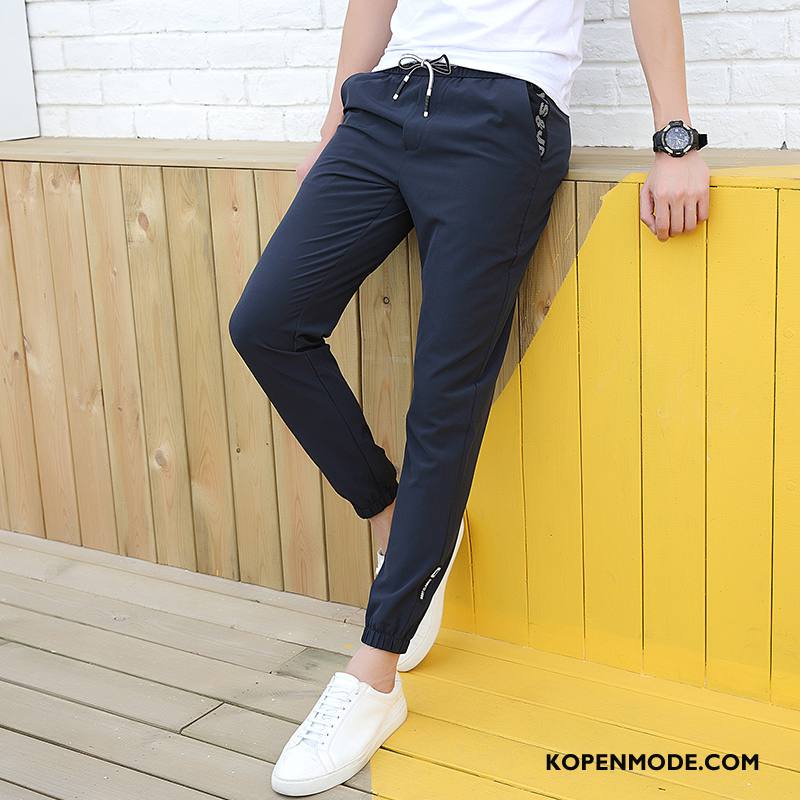 Broeken Heren Casual Broek Mannen Potlood Broek Slim Fit 2018 Rimpel Effen Kleur Zwart