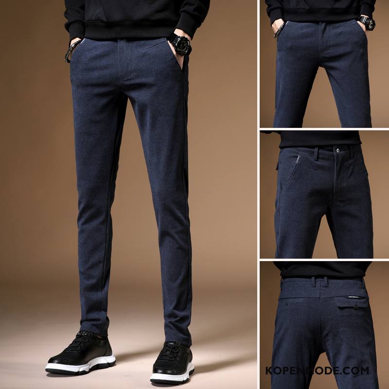 Broeken Heren Lange Nieuw Mannen Jeugd Slim Fit Potlood Broek Zwart