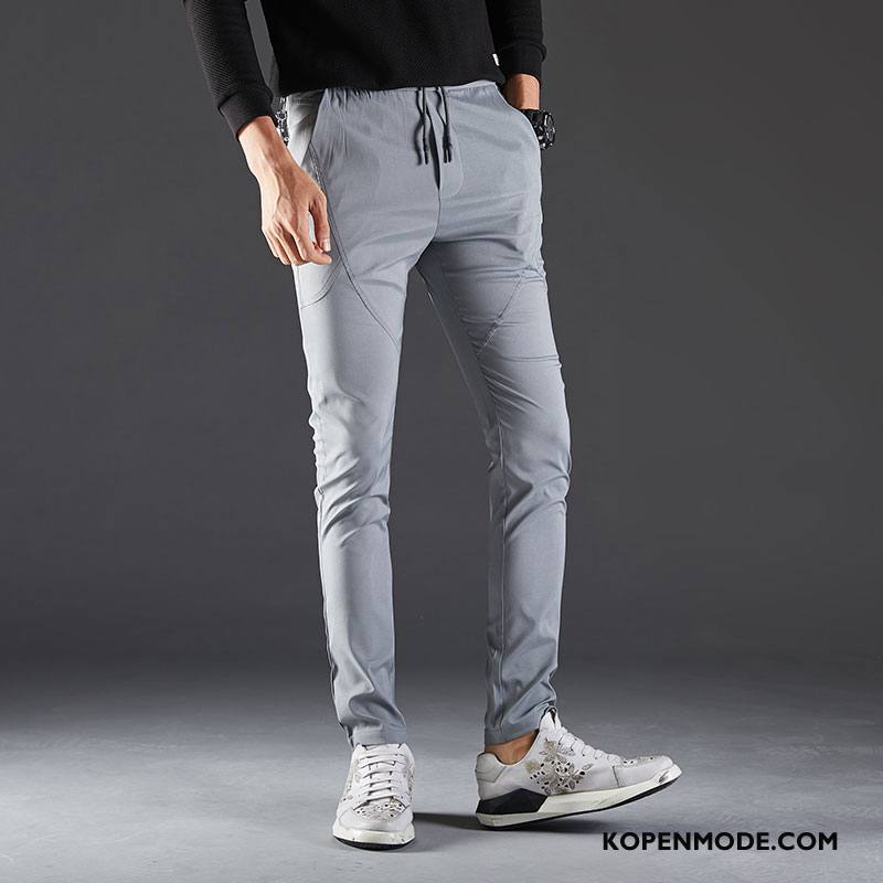 Broeken Heren Mannen Casual Broek Trend Slim Fit Jeugd Grote Maten Grijs Licht