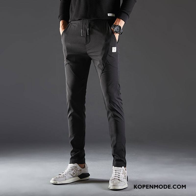 Broeken Heren Mannen Casual Broek Trend Slim Fit Jeugd Grote Maten Grijs Licht