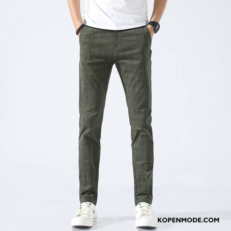 Broeken Heren Mini Casual Broek Slim Fit Trend Geruit Voorjaar Zwart