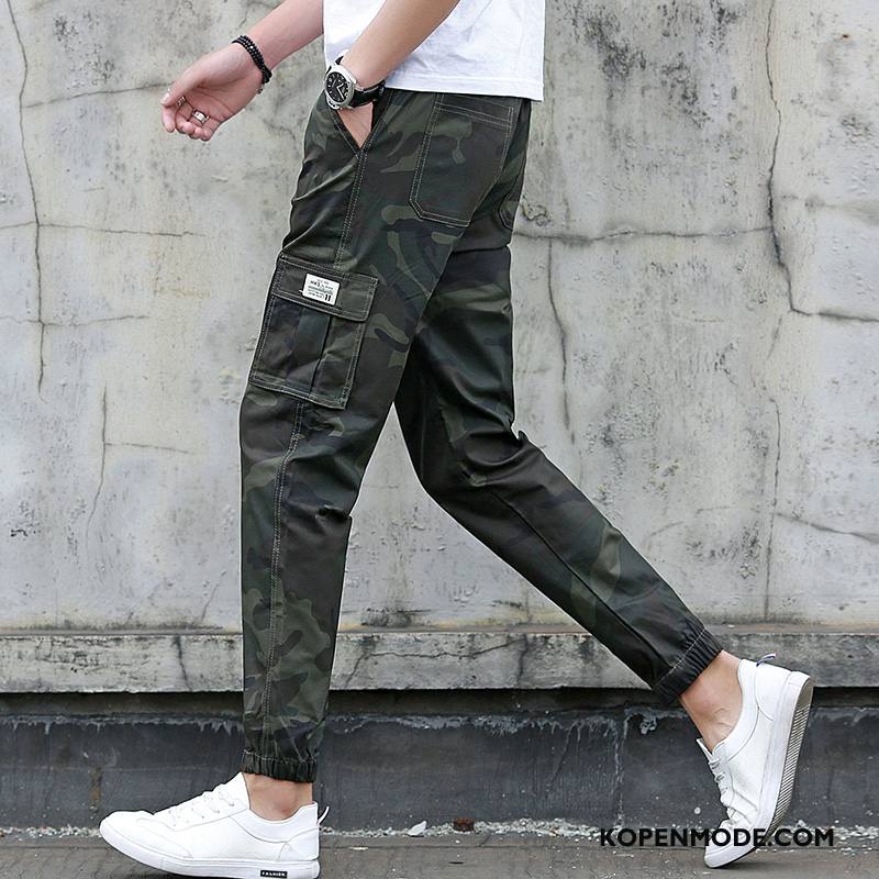 Broeken Heren Trend Casual Broek Joggingbroek Nieuw Jeugd Slim Fit Legergroene Camouflage