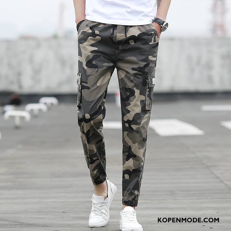 Broeken Heren Trend Casual Broek Joggingbroek Nieuw Jeugd Slim Fit Legergroene Camouflage