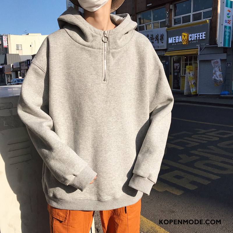 Hoodies Heren Mannen Casual Jas Losse Trend Trendy Merk Effen Kleur Rood