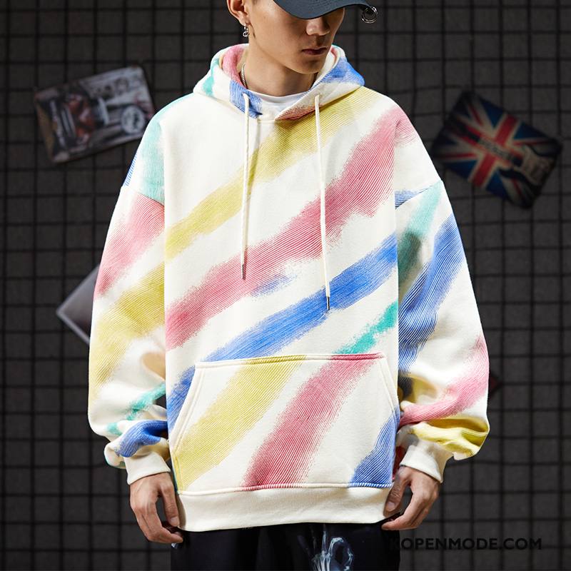 Hoodies Heren Mannen Super Graffiti Trend Losse Hip-hop Kleur Blauw