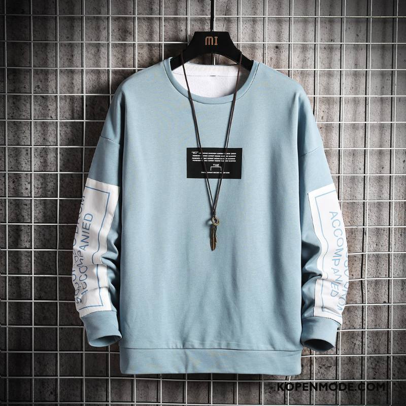 Hoodies Heren Mannen Trendy Merk Student Mooi Ronde Hals Jasje Blauw