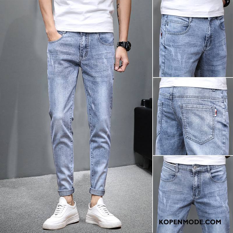 Jeans Heren Mooi Gaten Trend Mini Trendy Merk Mannen Blauw Licht