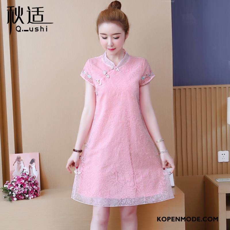 Jurken Dames Cheongsam Nieuw Chinese Stijl Vintage Mini Vrouwen Wit