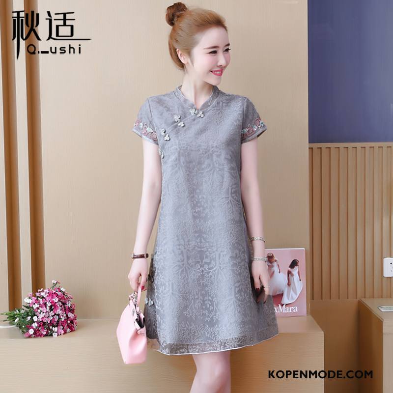 Jurken Dames Cheongsam Nieuw Chinese Stijl Vintage Mini Vrouwen Wit