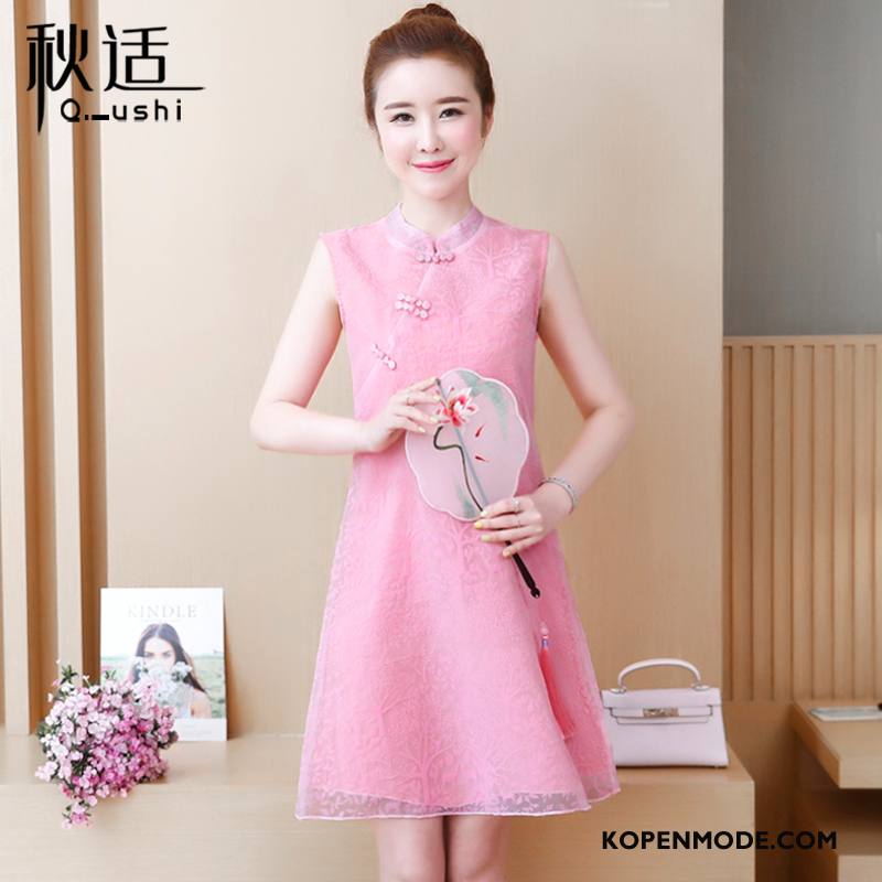 Jurken Dames Cheongsam Nieuw Chinese Stijl Vintage Mini Vrouwen Wit