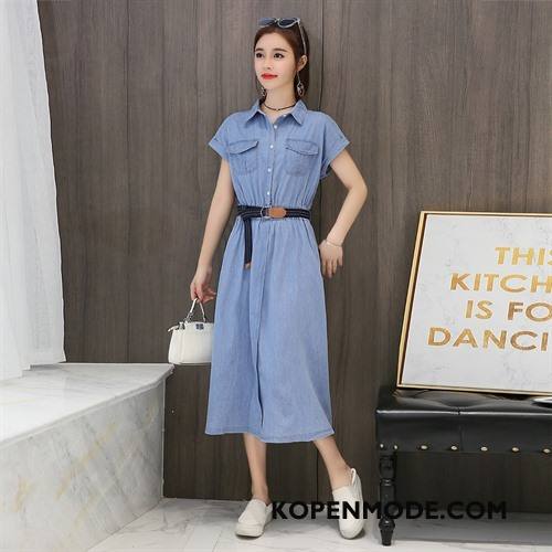 Jurken Dames Slim Fit 2018 Dunne Mode Elegante Trend Blauw