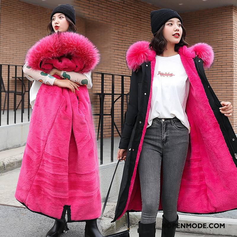 Katoenen Jas Dames Trend Losse Dikke Lang Vrouwen Nieuw Roze Rood