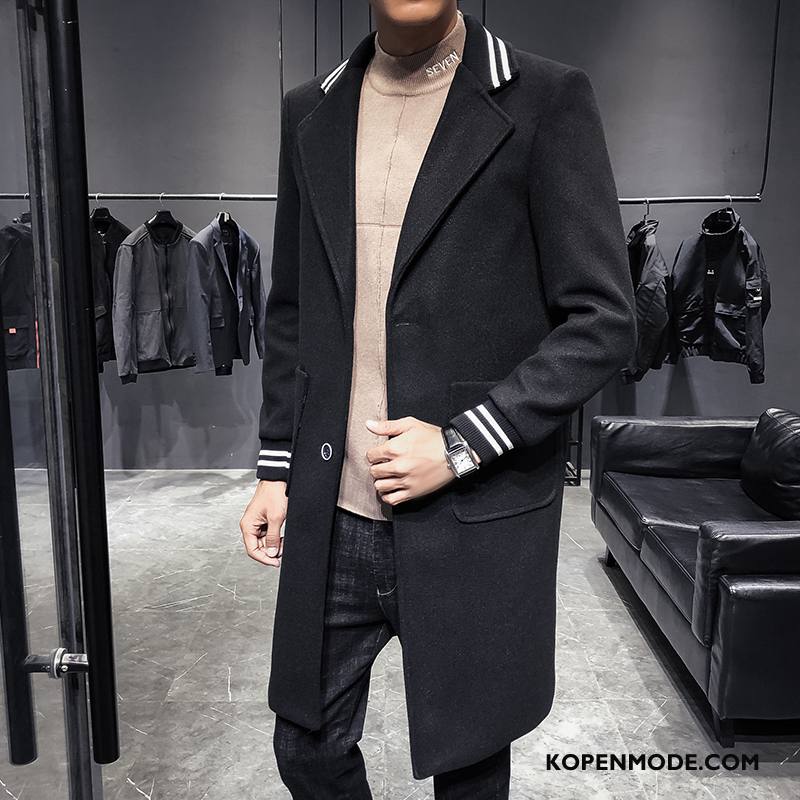 Overjas Heren Trenchcoat Trend Lang Mannen Dikke Winter Rood