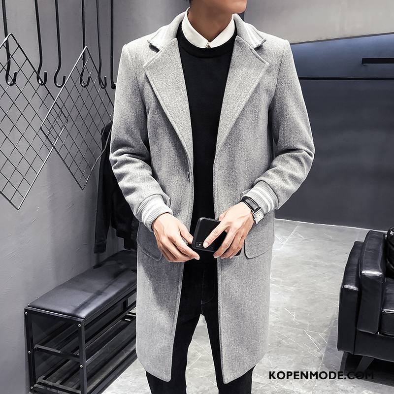 Overjas Heren Trenchcoat Trend Lang Mannen Dikke Winter Rood