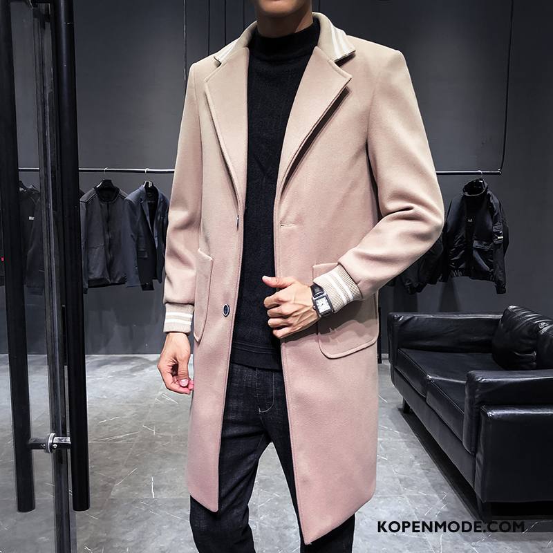 Overjas Heren Trenchcoat Trend Lang Mannen Dikke Winter Rood