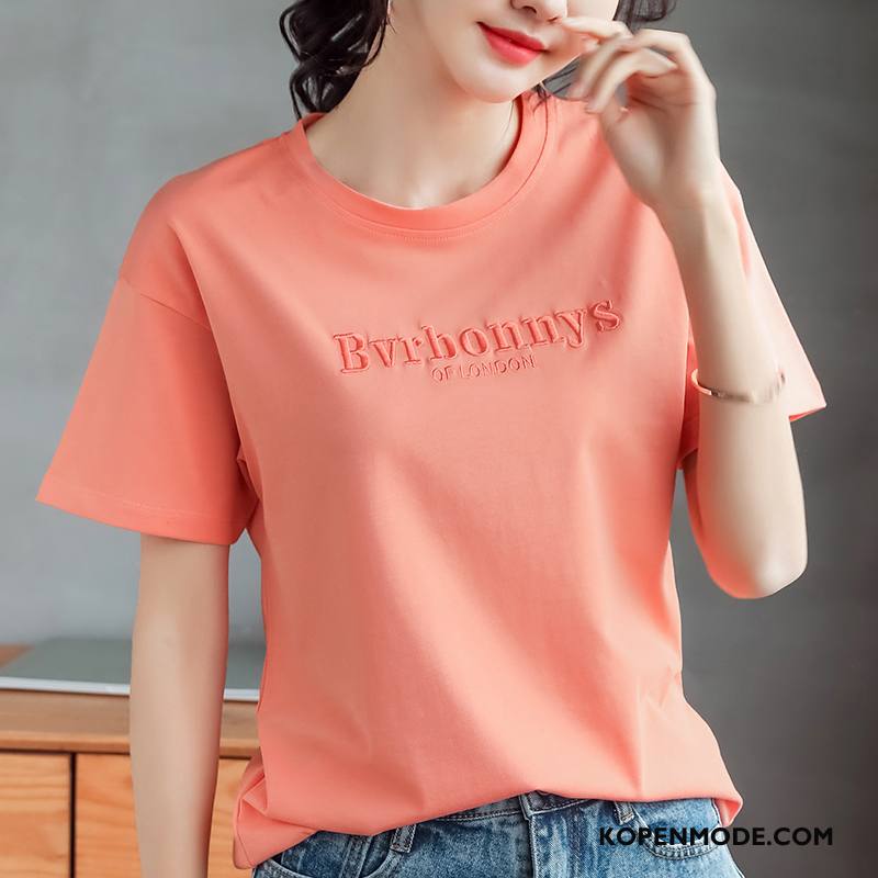 T-shirts Dames Losse Grote Maten Trend Zomer Vrouwen Nieuw Rood Oranje