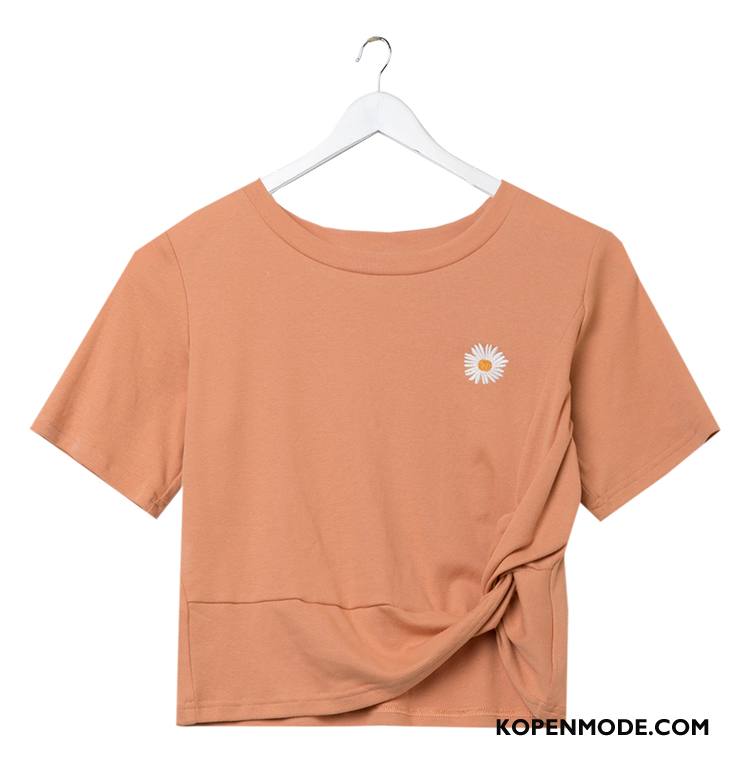 T-shirts Dames Madeliefjes Korte Mouw Nieuw Jasje Zomer Trend Purper