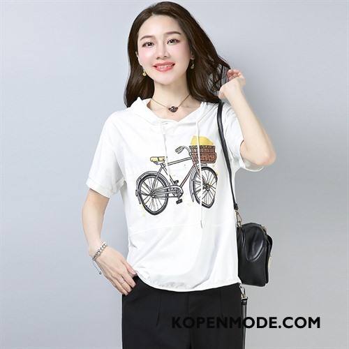 T-shirts Dames Zomer Losse Eenvoudige Elegante Trend 2018 Effen Kleur Oranje