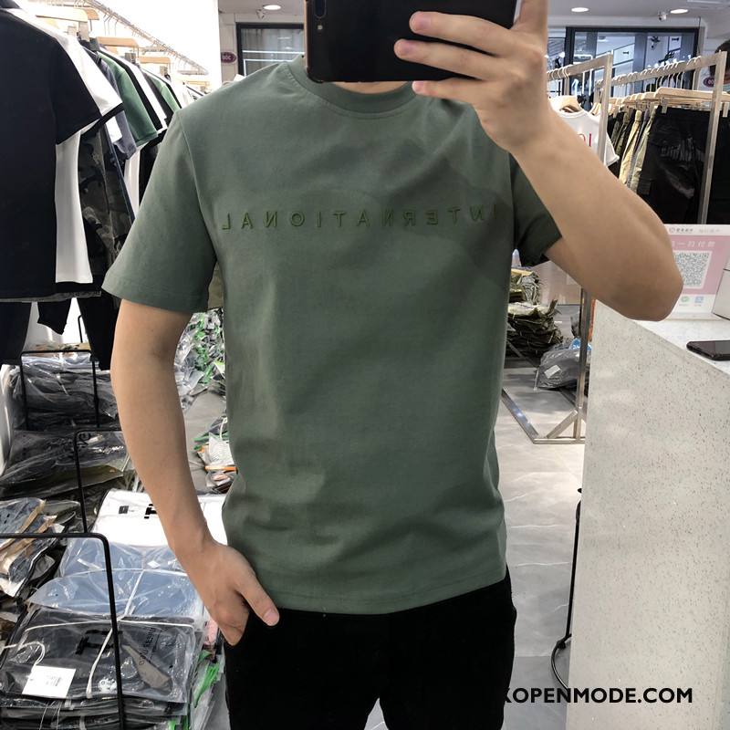 T-shirts Heren Korte Mouw Mannen Ronde Hals Eenvoudige Zomer Mode Groen