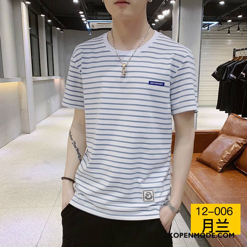 T-shirts Heren Mannen Trend Korte Mouw Katoen Losse Trendy Merk Effen Kleur Rood Wit