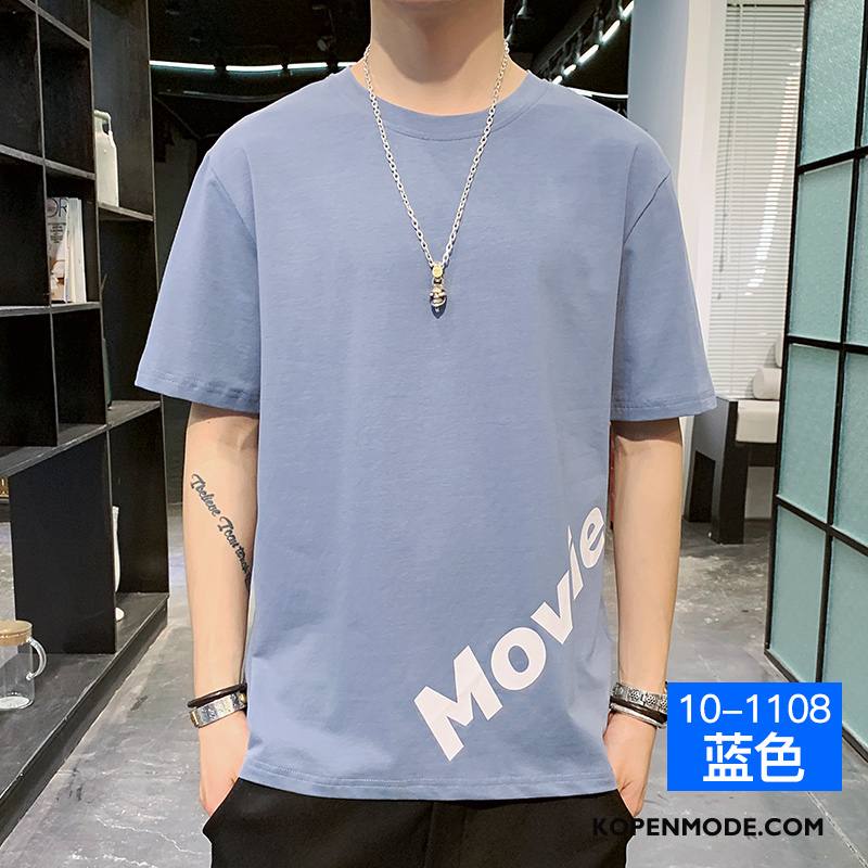 T-shirts Heren Trendy Merk Jasje Losse Onderhemd Halve Mouw Mannen Blauw