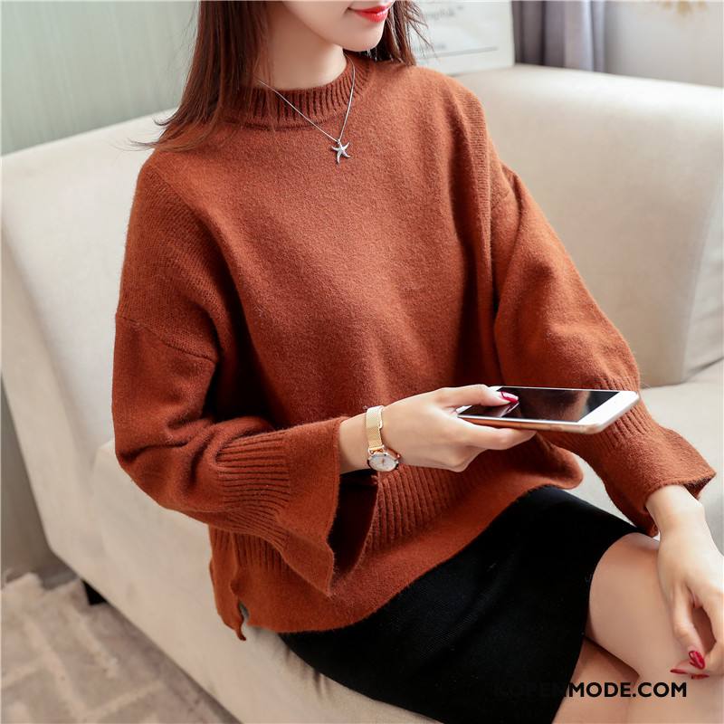 Truien Dames Elegante 2018 Pullover Gebreid Hemd Mode Lange Mouwen Roze Rood Effen Kleur