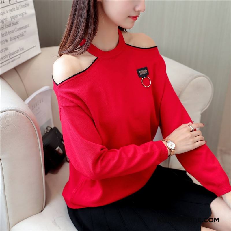 Truien Dames Gebreid Hemd 2018 Trend Pullover Mode Elegante Wit