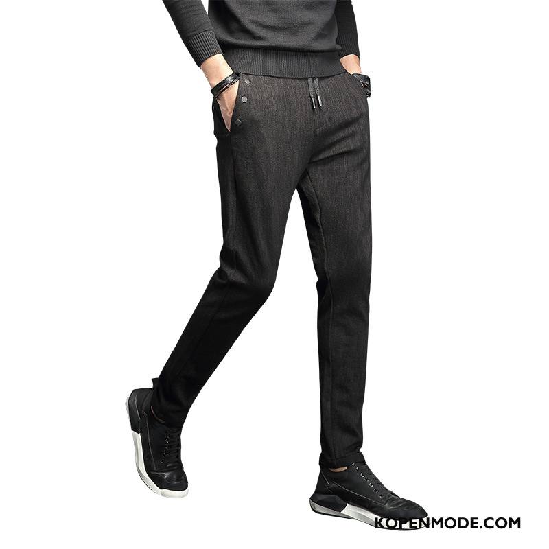 Broeken Heren Elastiek Winter Casual Broek Slim Fit Trend Harlan Zwart