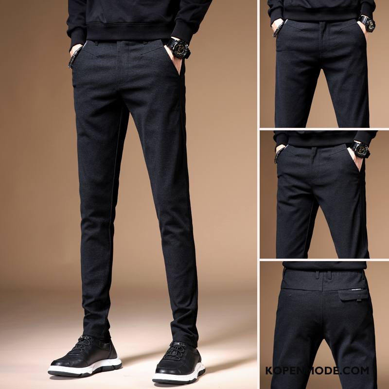 Broeken Heren Lange Nieuw Mannen Jeugd Slim Fit Potlood Broek Zwart