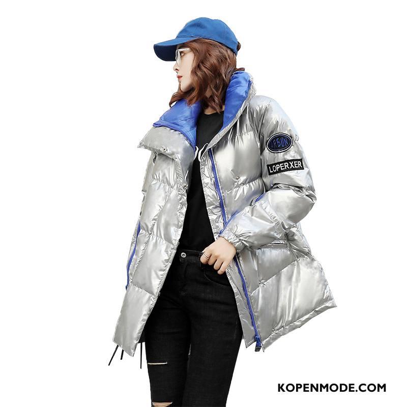 Katoenen Jas Dames Winter Kleding Dikke Pailletten Nieuw Blauw Zilver