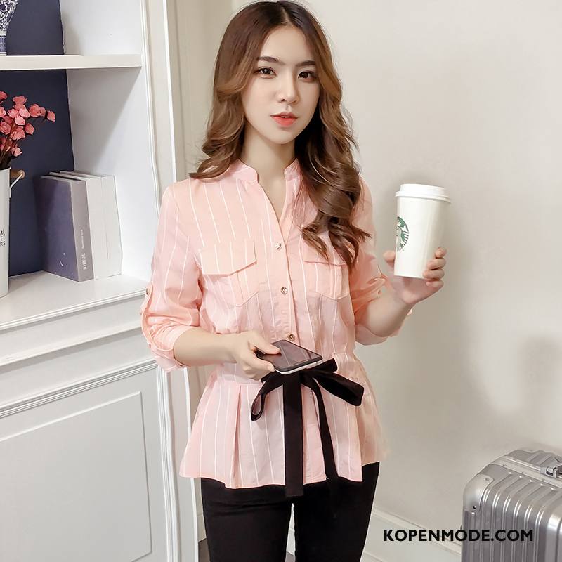 Overhemden Dames Zuiver Elegante Blouse Overhemd Mode Trend Voorjaar Roze Rood