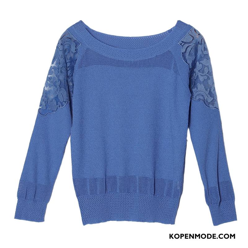 Truien Dames Jasje Pullover Nieuw Herfst Ijszijde Kant Blauw